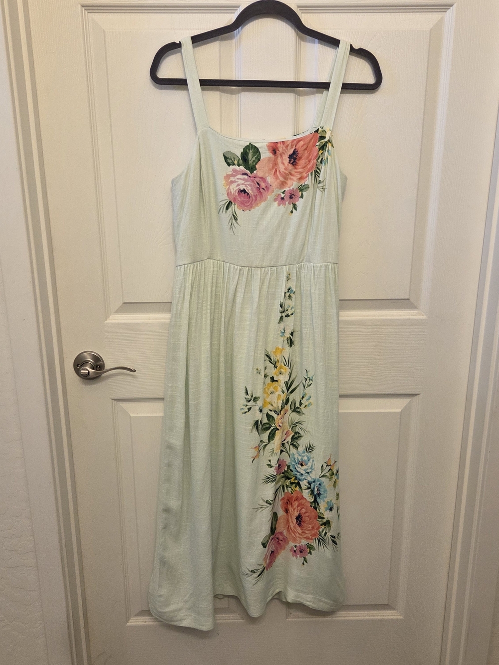 Maison Tara Mint Floral Sundress with Pink & Peach Blooms